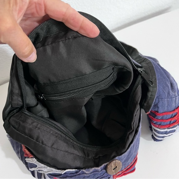 Greater Good Cotton Red White & Blue Hobo Bucket Purse Handbag Patriotic - Picture 8 of 10